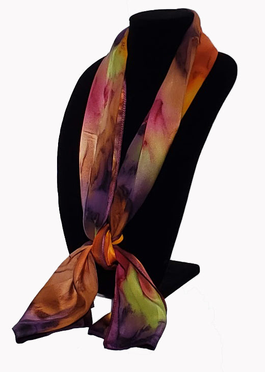 Square 35" x 35" Hand Painted Silk Satin Stripe Scarves - Silk Sensations