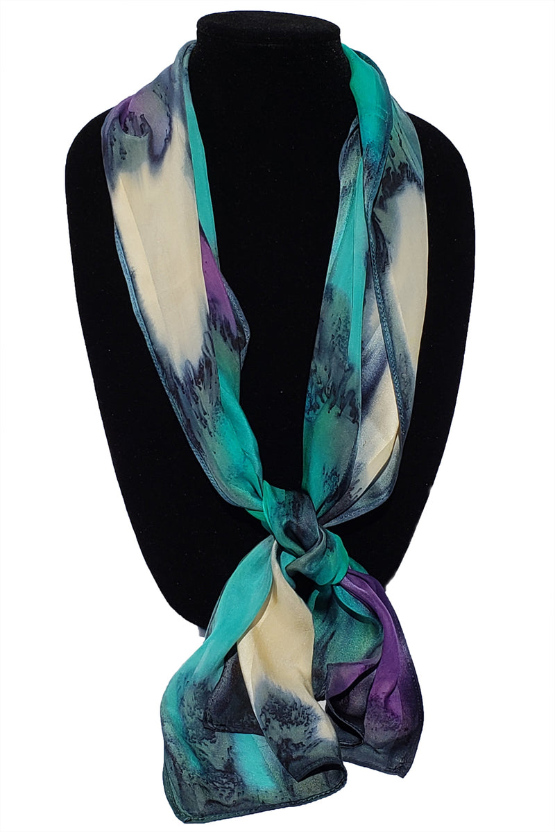 11" x 60" Hand Painted Silk Satin Stripe Scarves - Silk Sensations