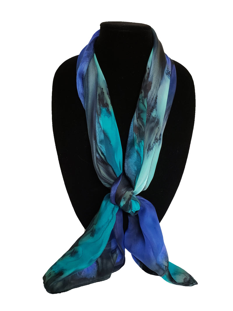 Comfy green women's silk infinity circle scarf, made in USA