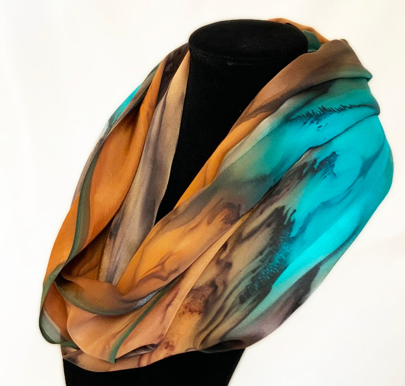 11" x 60" Hand Painted Silk Satin Stripe Scarves